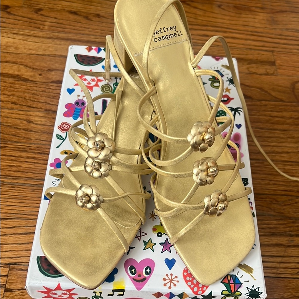 Jeffrey Campbell Gold Strappy Women's Sandals